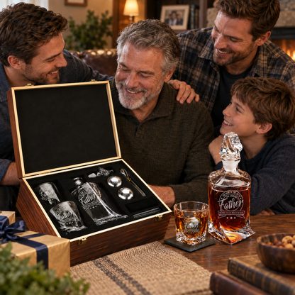 Gift for Father – Twisted Decanter Set with 2 Glasses, 2 Whiskey Balls & Wooden Box – image 17
