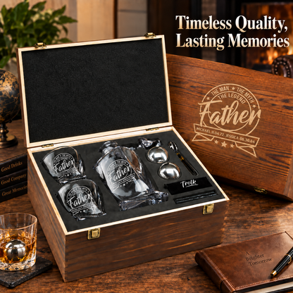 Gift for Father – Twisted Decanter Set with 2 Glasses, 2 Whiskey Balls & Wooden Box – image 20