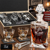 Gift for Car & Motorcycle Enthusiasts – Twisted Decanter Set with 2 Glasses, 2 Whiskey Balls & Wooden Box