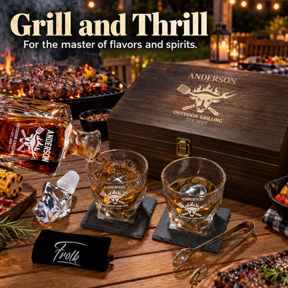Gift for Grillmasters – Twisted Decanter Set with 2 Glasses, 2 Whiskey Balls & Wooden Box – image 14