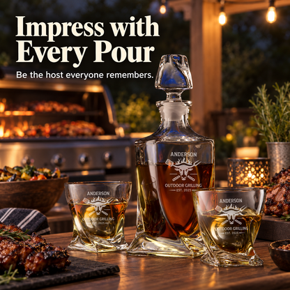 Gift for Grillmasters – Twisted Decanter Set with 2 Glasses, 2 Whiskey Balls & Wooden Box – image 16