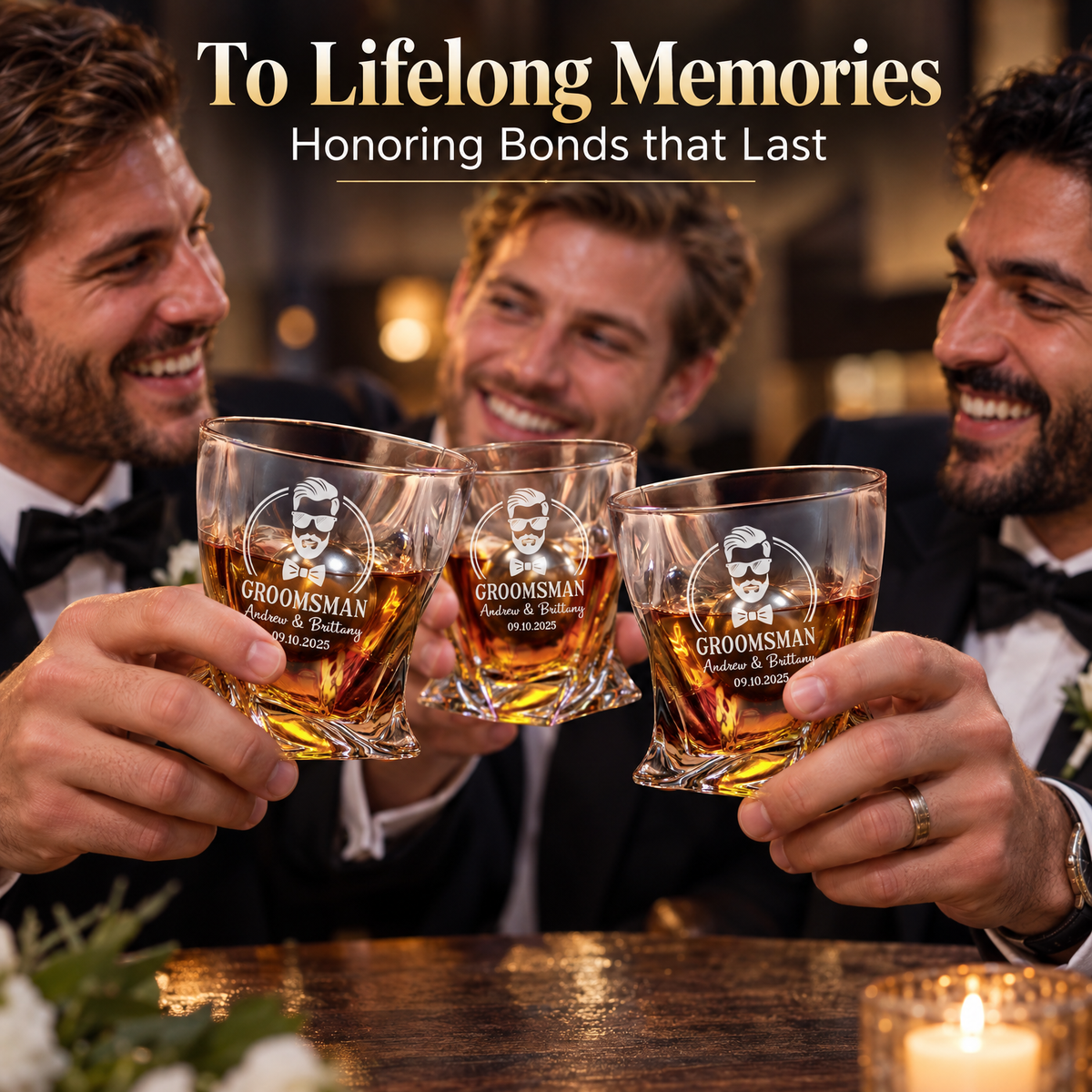 Groomsman Gift – Twisted Decanter Set with 2 Glasses, 2 Whiskey Balls & Wooden Box product image