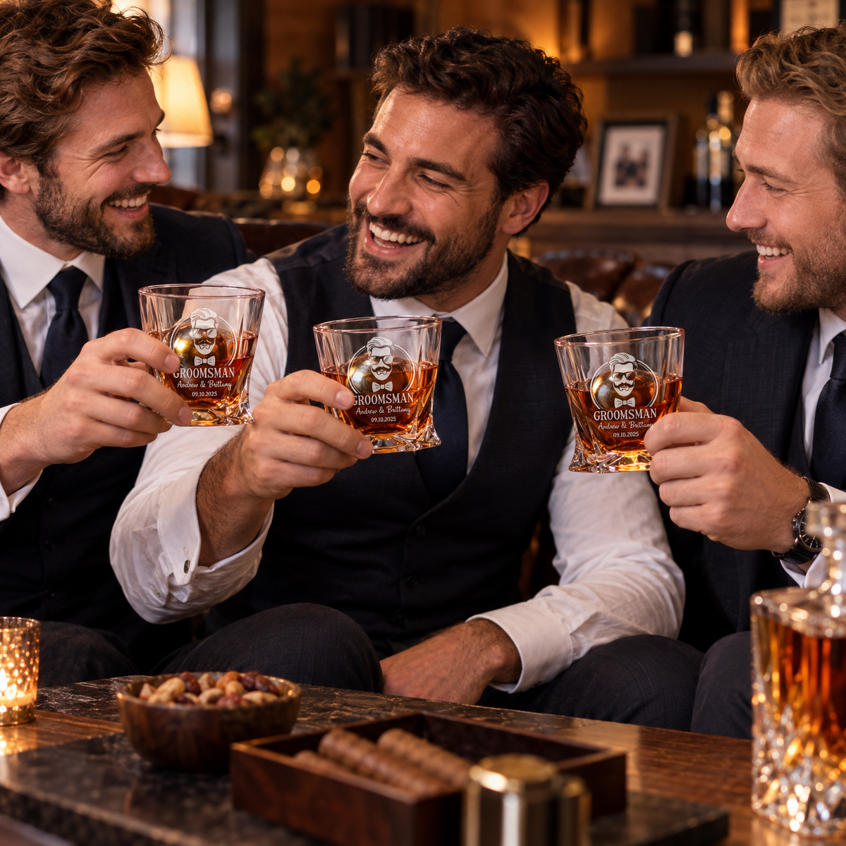 Groomsman Gift – Twisted Decanter Set with 2 Glasses, 2 Whiskey Balls & Wooden Box – image 19
