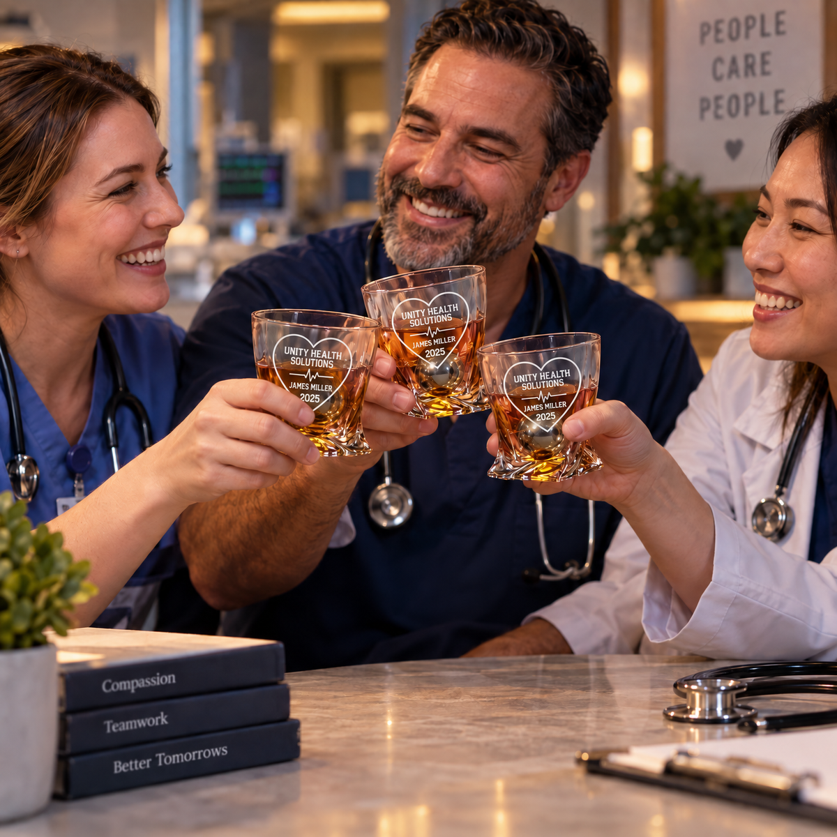 Healthcare Company Gifts – Twisted Decanter Set with 2 Glasses, 2 Whiskey Balls & Wooden Box product image