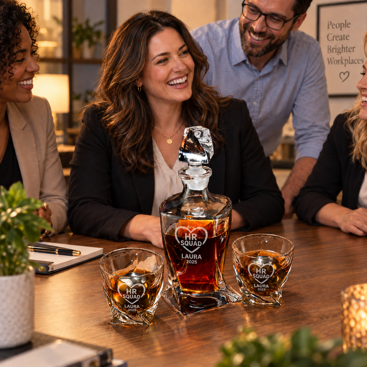 Human Resources Company Gifts – Twisted Decanter Set with 2 Glasses, 2 Whiskey Balls & Wooden Box – image 15