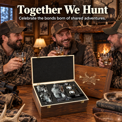 Gift for Hunters – Twisted Decanter Set with 2 Glasses, 2 Whiskey Balls & Wooden Box – image 09