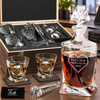 Technology Company Gifts – Twisted Decanter Set with 2 Glasses, 2 Whiskey Balls & Wooden Box
