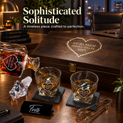 Technology Company Gifts – Twisted Decanter Set with 2 Glasses, 2 Whiskey Balls & Wooden Box – image 14