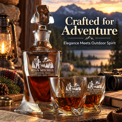 Gift for Outdoorsmen – Twisted Decanter Set with 2 Glasses, 2 Whiskey Balls & Wooden Box – image 12