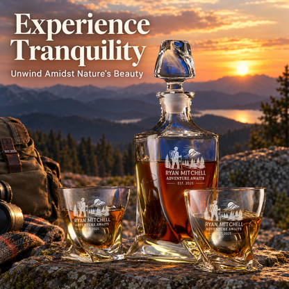 Gift for Outdoorsmen – Twisted Decanter Set with 2 Glasses, 2 Whiskey Balls & Wooden Box – image 16
