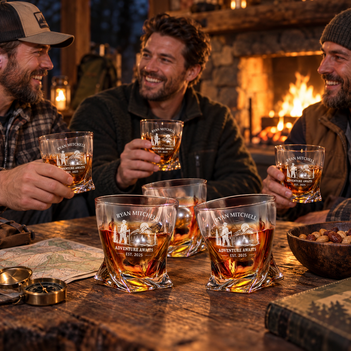 Gift for Outdoorsmen – Twisted Decanter Set with 2 Glasses, 2 Whiskey Balls & Wooden Box – image 19