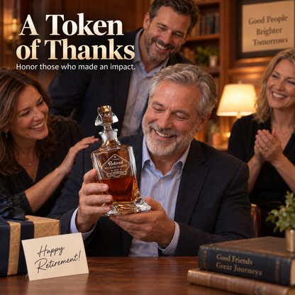 Retirement Gift – Twisted Decanter Set with 2 Glasses, 2 Whiskey Balls & Wooden Box – image 05