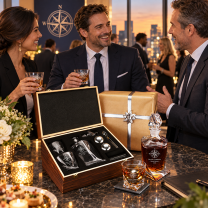 Travel & Hospitality Company Gifts – Twisted Decanter Set with 2 Glasses, 2 Whiskey Balls & Wooden Box – image 17