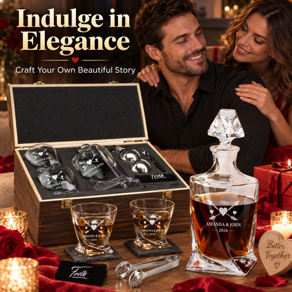Valentine's Day Gift – Twisted Decanter Set with 2 Glasses, 2 Whiskey Balls & Wooden Box – image 11