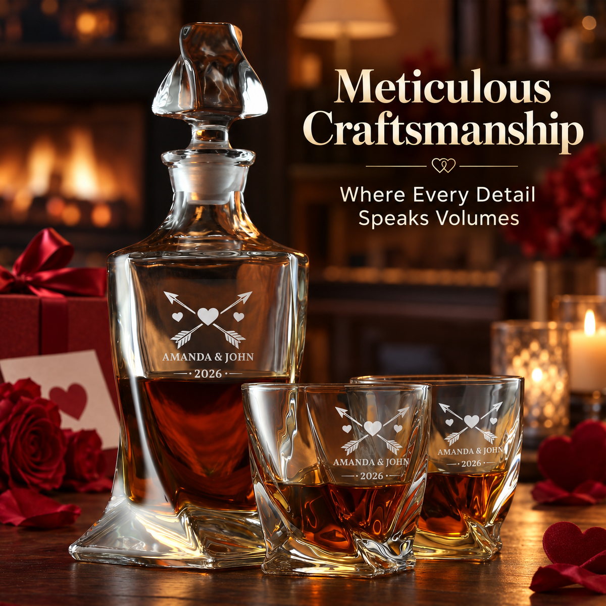 Valentine's Day Gift – Twisted Decanter Set with 2 Glasses, 2 Whiskey Balls & Wooden Box – image 12