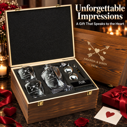 Valentine's Day Gift – Twisted Decanter Set with 2 Glasses, 2 Whiskey Balls & Wooden Box – image 20