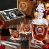 Anniversary Gift – Twisted Decanter Set with 2 Glasses, 6 Whiskey Bullets & Wooden Box