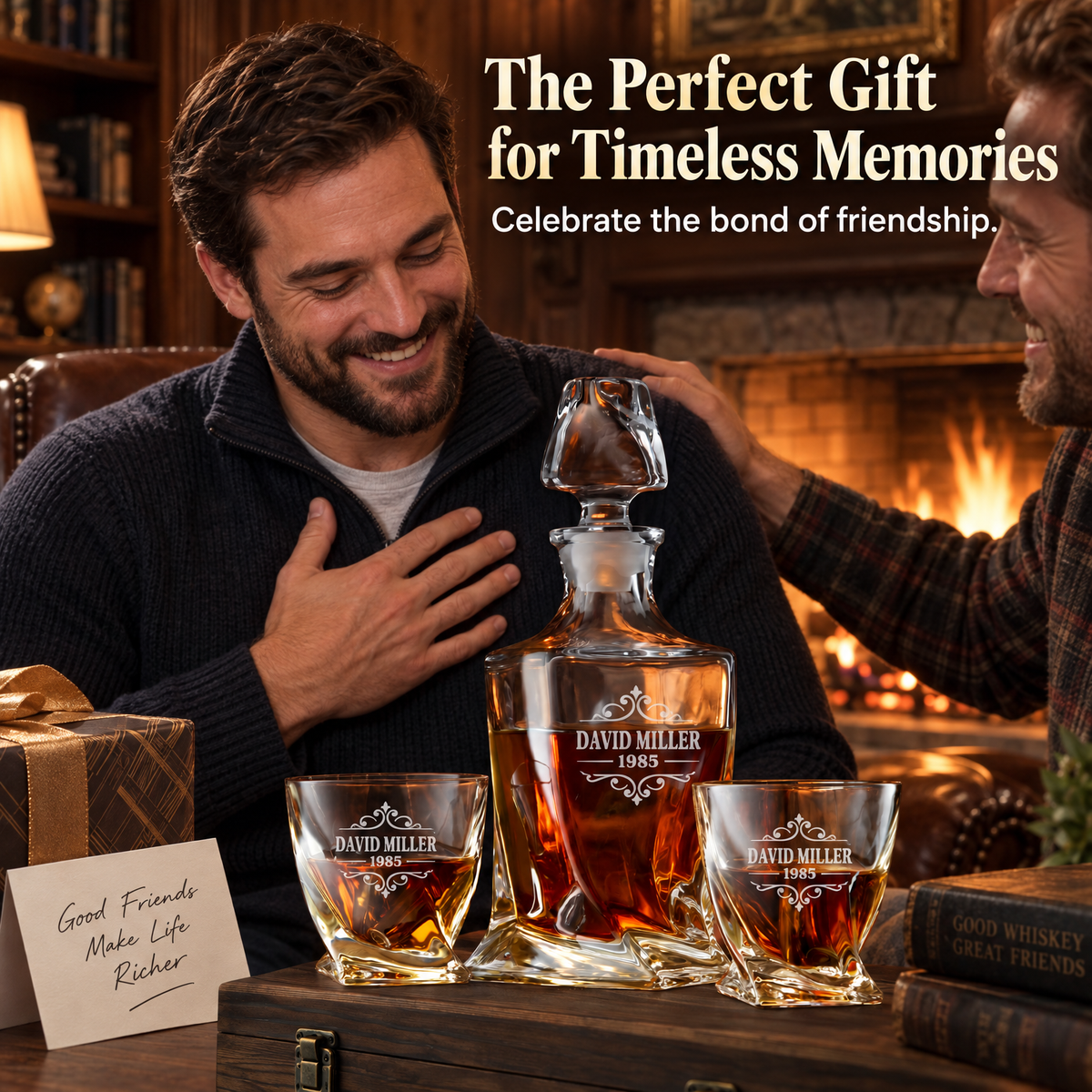 Birthday Gift – Twisted Decanter Set with 2 Glasses, 6 Whiskey Bullets & Wooden Box – image 11