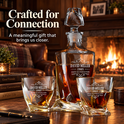 Birthday Gift – Twisted Decanter Set with 2 Glasses, 6 Whiskey Bullets & Wooden Box – image 18