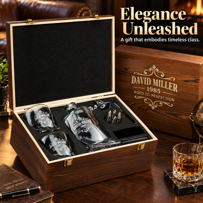 Birthday Gift – Twisted Decanter Set with 2 Glasses, 6 Whiskey Bullets & Wooden Box – image 20
