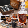 Construction Company Gifts – Twisted Decanter Set with 2 Glasses, 6 Whiskey Bullets & Wooden Box