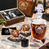 Real Estate Company Gifts – Twisted Decanter Set with 2 Glasses, 6 Whiskey Bullets & Wooden Box