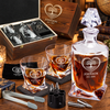Family Gift – Twisted Decanter Set with 2 Glasses, 6 Whiskey Bullets & Wooden Box