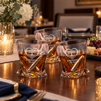 Family Gift – Twisted Decanter Set with 2 Glasses, 6 Whiskey Bullets & Wooden Box – image 10