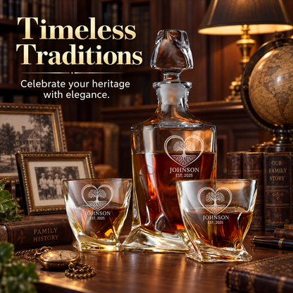Family Gift – Twisted Decanter Set with 2 Glasses, 6 Whiskey Bullets & Wooden Box – image 18