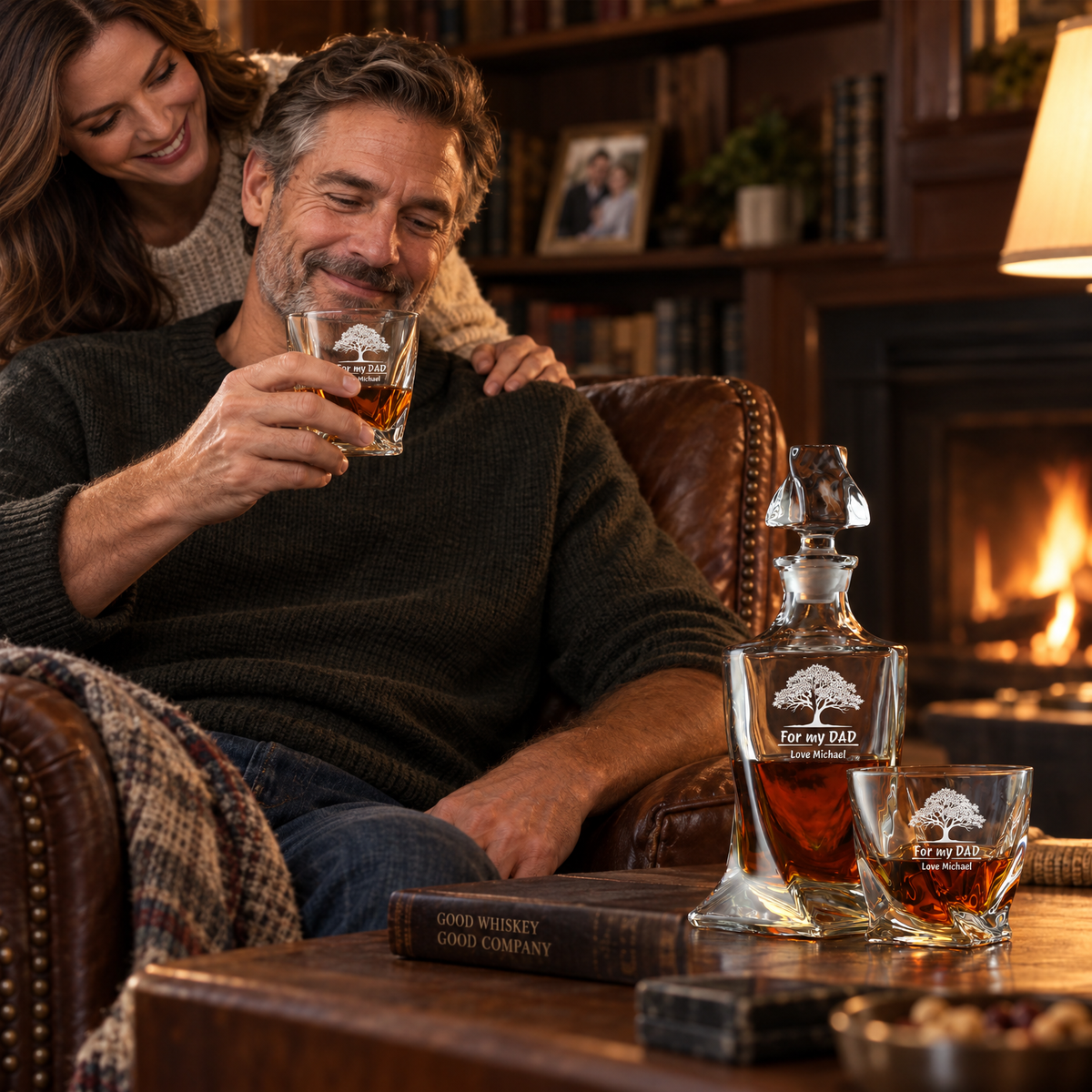 Gift for Father – Twisted Decanter Set with 2 Glasses, 6 Whiskey Bullets & Wooden Box – image 13