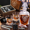 Finance Company Gifts – Twisted Decanter Set with 2 Glasses, 6 Whiskey Bullets & Wooden Box