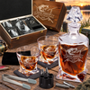 Gift for Fishermen – Twisted Decanter Set with 2 Glasses, 6 Whiskey Bullets & Wooden Box