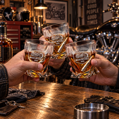 Gift for Car & Motorcycle Enthusiasts – Twisted Decanter Set with 2 Glasses, 6 Whiskey Bullets & Wooden Box – image 10