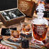 Gift for Grillmasters – Twisted Decanter Set with 2 Glasses, 6 Whiskey Bullets & Wooden Box