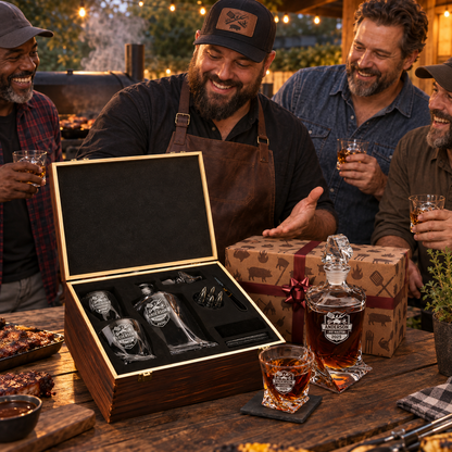 Gift for Grillmasters – Twisted Decanter Set with 2 Glasses, 6 Whiskey Bullets & Wooden Box – image 17