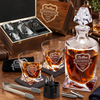 Groomsman Gift – Twisted Decanter Set with 2 Glasses, 6 Whiskey Bullets & Wooden Box