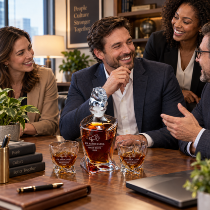 Human Resources Company Gifts – Twisted Decanter Set with 2 Glasses, 6 Whiskey Bullets & Wooden Box – image 15
