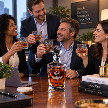 Human Resources Company Gifts – Twisted Decanter Set with 2 Glasses, 6 Whiskey Bullets & Wooden Box – image 19