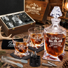 Gift for Hunters – Twisted Decanter Set with 2 Glasses, 6 Whiskey Bullets & Wooden Box