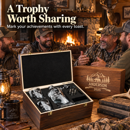 Gift for Hunters – Twisted Decanter Set with 2 Glasses, 6 Whiskey Bullets & Wooden Box – image 07