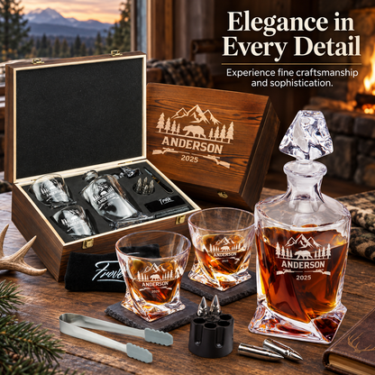 Gift for Hunters – Twisted Decanter Set with 2 Glasses, 6 Whiskey Bullets & Wooden Box – image 12