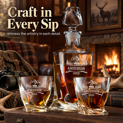 Gift for Hunters – Twisted Decanter Set with 2 Glasses, 6 Whiskey Bullets & Wooden Box – image 18
