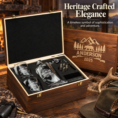 Gift for Hunters – Twisted Decanter Set with 2 Glasses, 6 Whiskey Bullets & Wooden Box – image 20