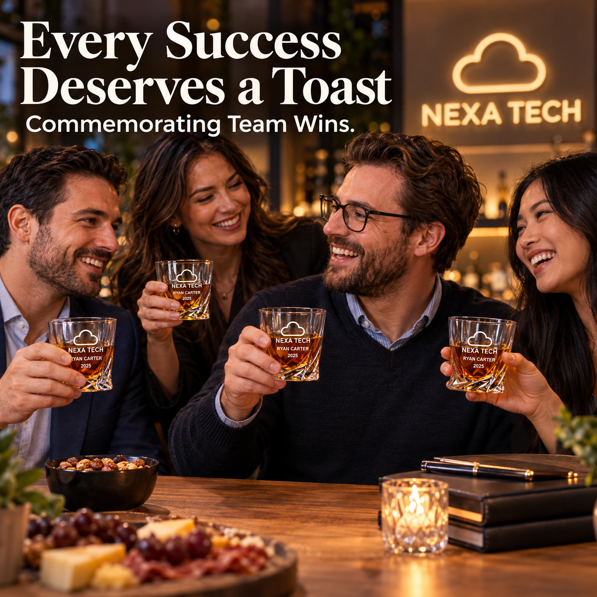 Technology Company Gifts – Twisted Decanter Set with 2 Glasses, 6 Whiskey Bullets & Wooden Box product image