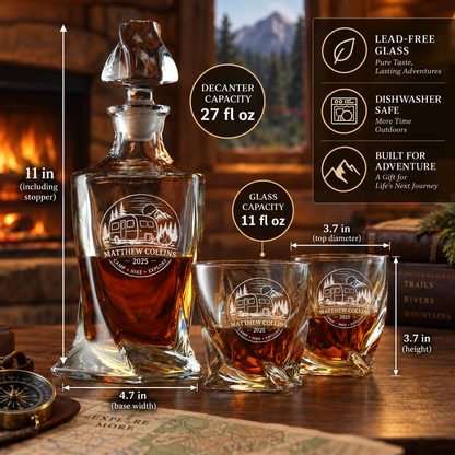 Gift for Outdoorsmen – Twisted Decanter Set with 2 Glasses, 6 Whiskey Bullets & Wooden Box – image 02