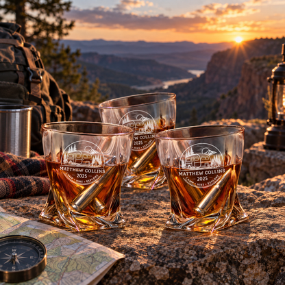 Gift for Outdoorsmen – Twisted Decanter Set with 2 Glasses, 6 Whiskey Bullets & Wooden Box – image 10