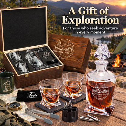 Gift for Outdoorsmen – Twisted Decanter Set with 2 Glasses, 6 Whiskey Bullets & Wooden Box – image 12