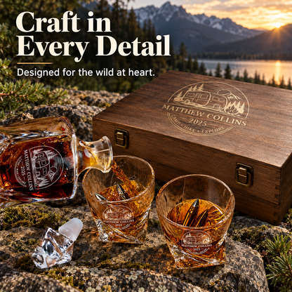 Gift for Outdoorsmen – Twisted Decanter Set with 2 Glasses, 6 Whiskey Bullets & Wooden Box – image 14