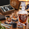Retirement Gift – Twisted Decanter Set with 2 Glasses, 6 Whiskey Bullets & Wooden Box
