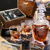 Travel & Hospitality Company Gifts – Twisted Decanter Set with 2 Glasses, 6 Whiskey Bullets & Wooden Box